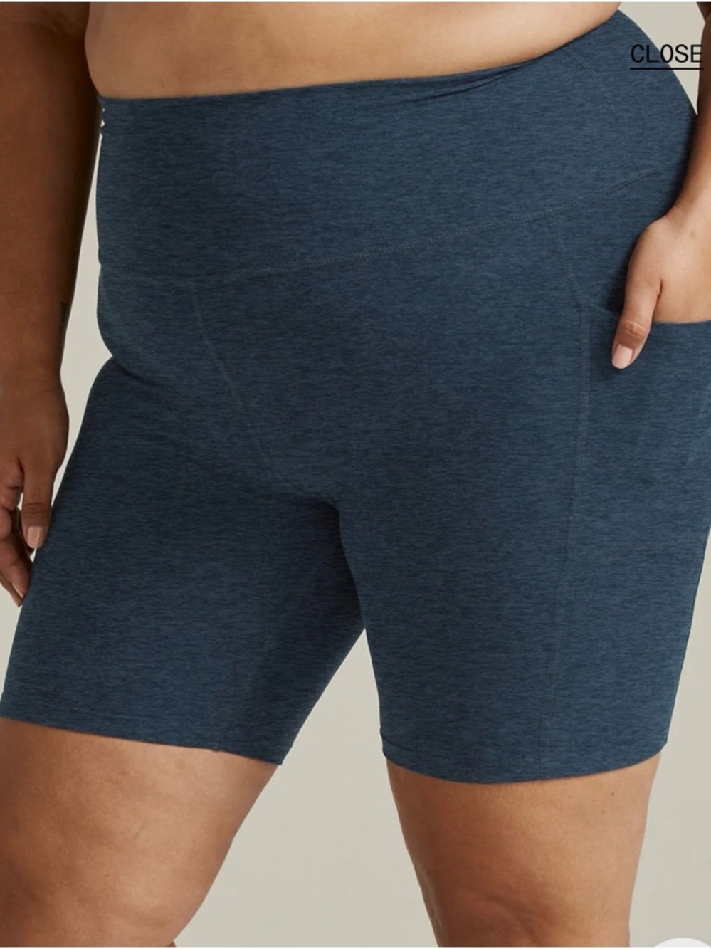 Beyond Yoga plus size Spacedye Heathered Navy High-Waist Bike Shorts